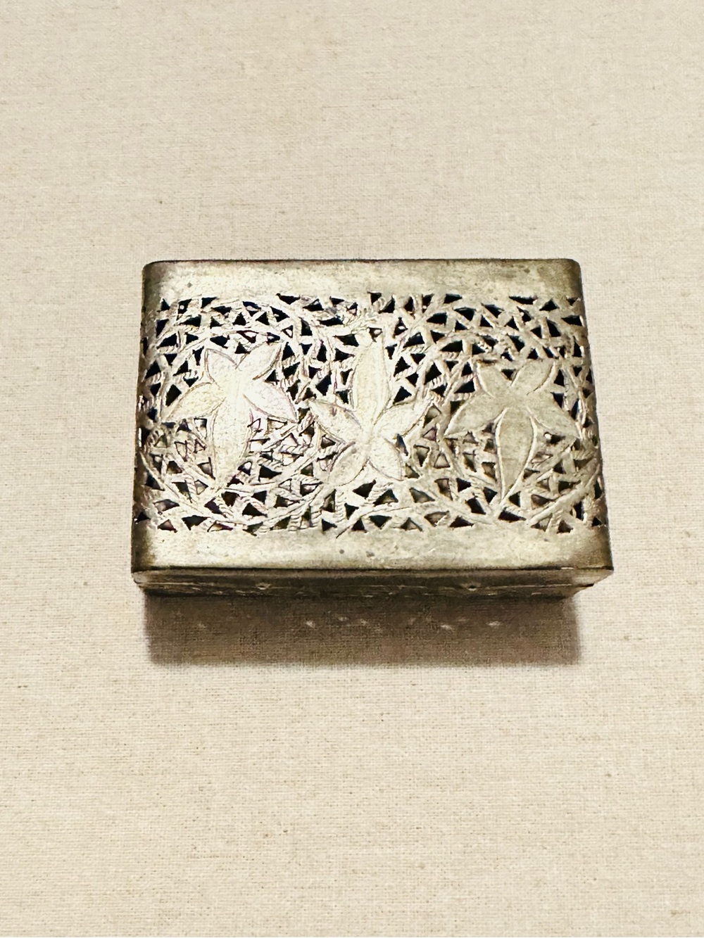 Vintage | Trinket Box | Vintage Floral Cutout Silver Tone Jewelry Box